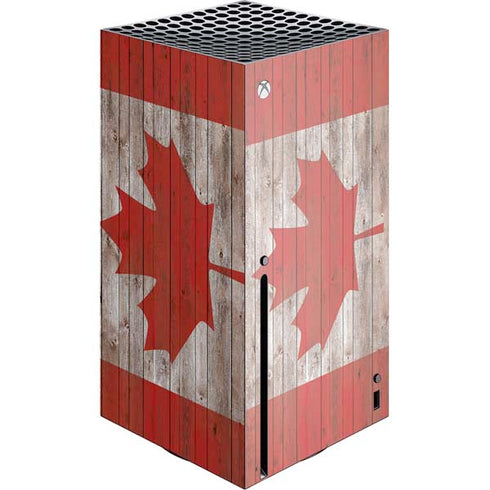 Canadian Flag Dark Wood Xbox Series X Skins